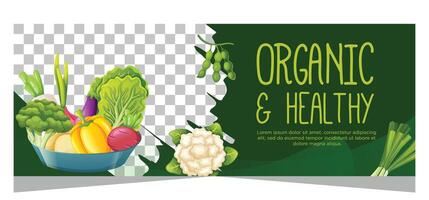 Vegetarian food banner template design vector