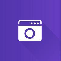 Washing machine flat color icon long shadow vector illustration