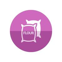 Flour sack icon in flat color circle style. Agriculture cereal burlap food baking wheat vector