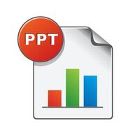 Presentation file format icon in color. Data report information office vector