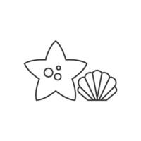 estrella pescado icono en Delgado contorno estilo vector