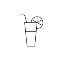 Cocktail drink icon in thin outline style vector