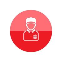 Delivery man icon in flat color circle style. Courier logistic mail packet package parcel sending receive vector