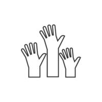 Hands icon in thin outline style vector