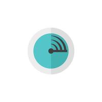 Radar icon in flat color style. Instrument detector military enemy threat distance calculation vector