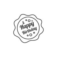 Birthday cake text icon in thin outline style vector