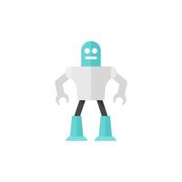 Toy robot icon in flat color style. Children kids playing mechanical droid game vector