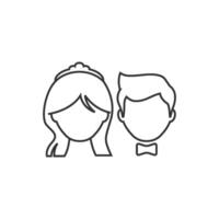 Bride and groom icon in thin outline style vector