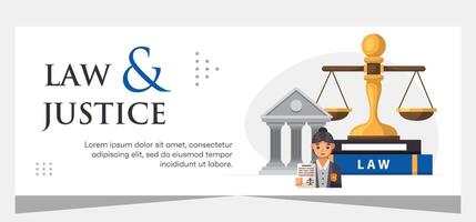 Flat design law firm banner template. Premium banner template vector