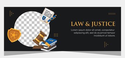 Flat design law firm banner template. Premium banner template vector