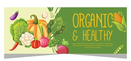 Organic food horizontal banner template design vector