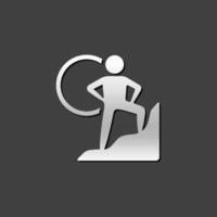 Rock climbing icon in metallic grey color style. Sport adventure mountain vector