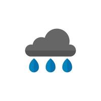 Rainy icon in flat color style. Season forecast monsoon wet meteorology vector