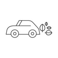 Green car icon in thin outline style vector