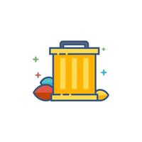 Trash bin icon flat color style vector illustration