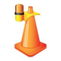 Traffic cone icon in color. Road construction warning vector