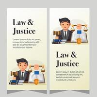 Flat design law firm vertical banner template. Premium banner template vector