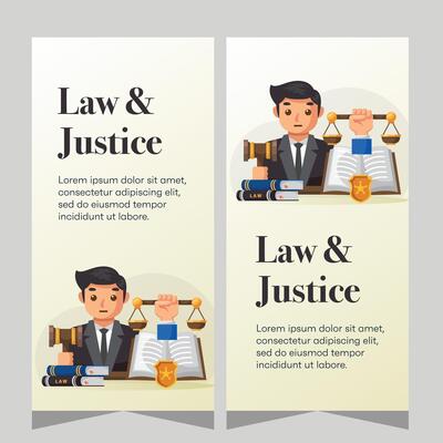 Flat design law firm vertical banner template. Premium banner template