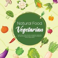 Social media post vegetarian food template design vector