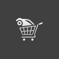 Car shopping icon in metallic grey color style. Automotive, buying retail vector