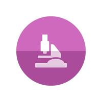 Microscope icon in flat color circle style. Science equipment laboratory chemist biology bacteria virus magnification vector