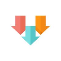 Multiple download arrow icon in flat color style. vector