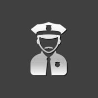 Police avatar icon in metallic grey color style. People service security vector