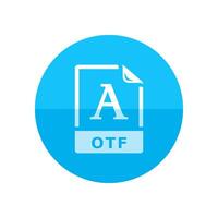 Open type file format icon in flat color circle style. Computer program system font letter document vector