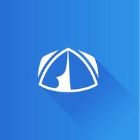 Camping tent flat color icon long shadow vector illustration