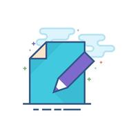 Document edit icon flat color style vector illustration