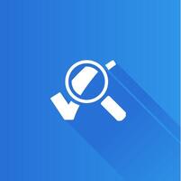 Magnifier check mark flat color icon long shadow vector illustration