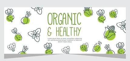 Organic and healthy food banner template design vector