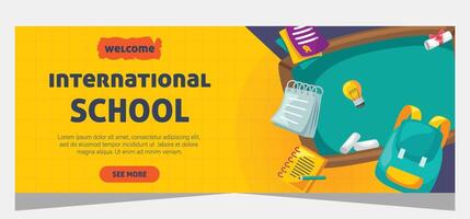 Flat design minimal back to school banner template vector