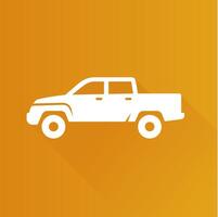 Car flat color icon long shadow vector illustration