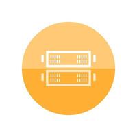 Server rack icon in flat color circle style. Computer data file center hosting cloud transfer vector