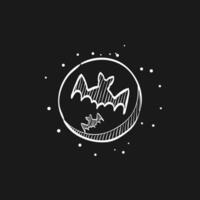 Bats and moon doodle sketch illustration vector