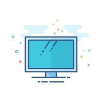 Desktop computer icon flat color style vector illustration