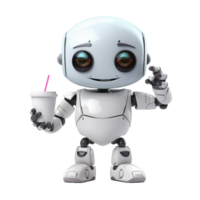 AI generated Cute robot promotion drink with isolated transparant background png