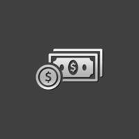 Money icon in metallic grey color style. Finance wealth banking vector