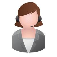 Female receptionist icon in color. Call center support vector