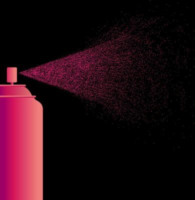 Spray paint dust particles on black background.