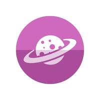 Planet Saturn icon in flat color circle style. Plasma, belt, satellite vector