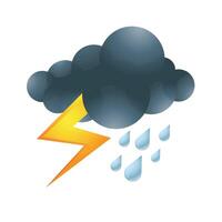 Weather overcast storm icon in color. Nature forecast thunder vector