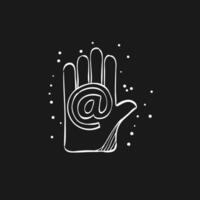 Hand with email doodle sketch illustration vector