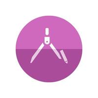 Drawing compass icon in flat color circle style. Illustration painting working tool precision vector
