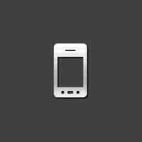 smart phone icon in metallic grey color style.Communication device touch screen vector