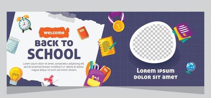 Flat design minimal back to school banner template vector