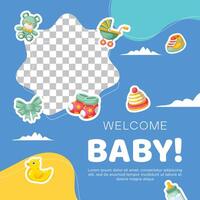 Hand drawn baby kid background design vector