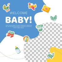 Template hand drawn baby announcement background design vector