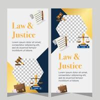 Law and justice template banner vertical. Premium banner template vector